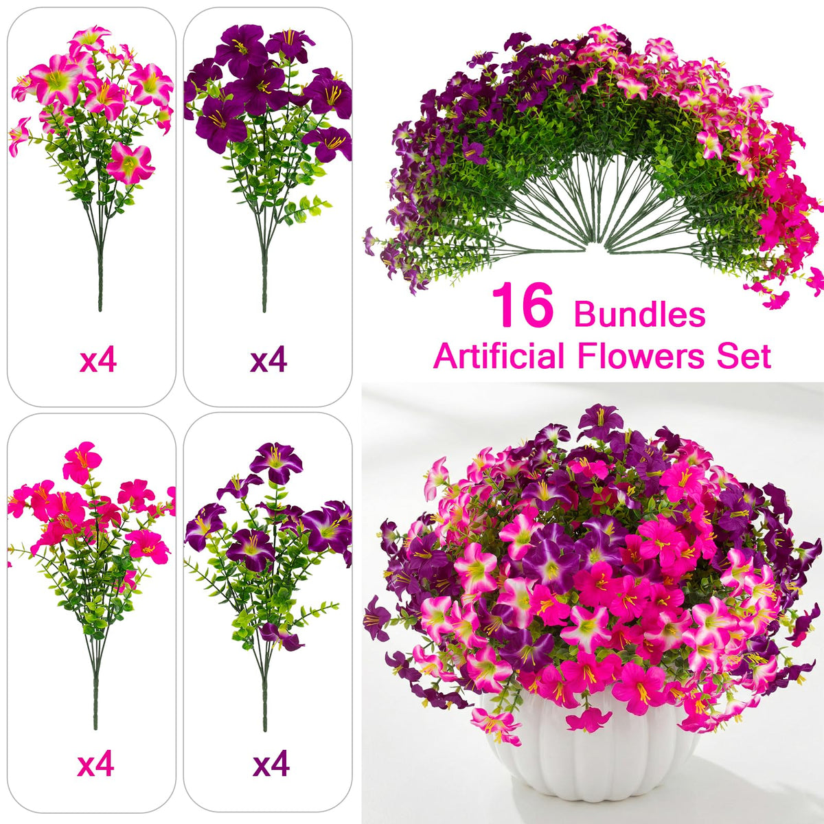 Daynight faux petunias redviolet outdoor decor for gardens
