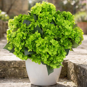 Daynight hydrangea artificial flowers outdoor green 4pcs, weatherproof centerpiece decor
