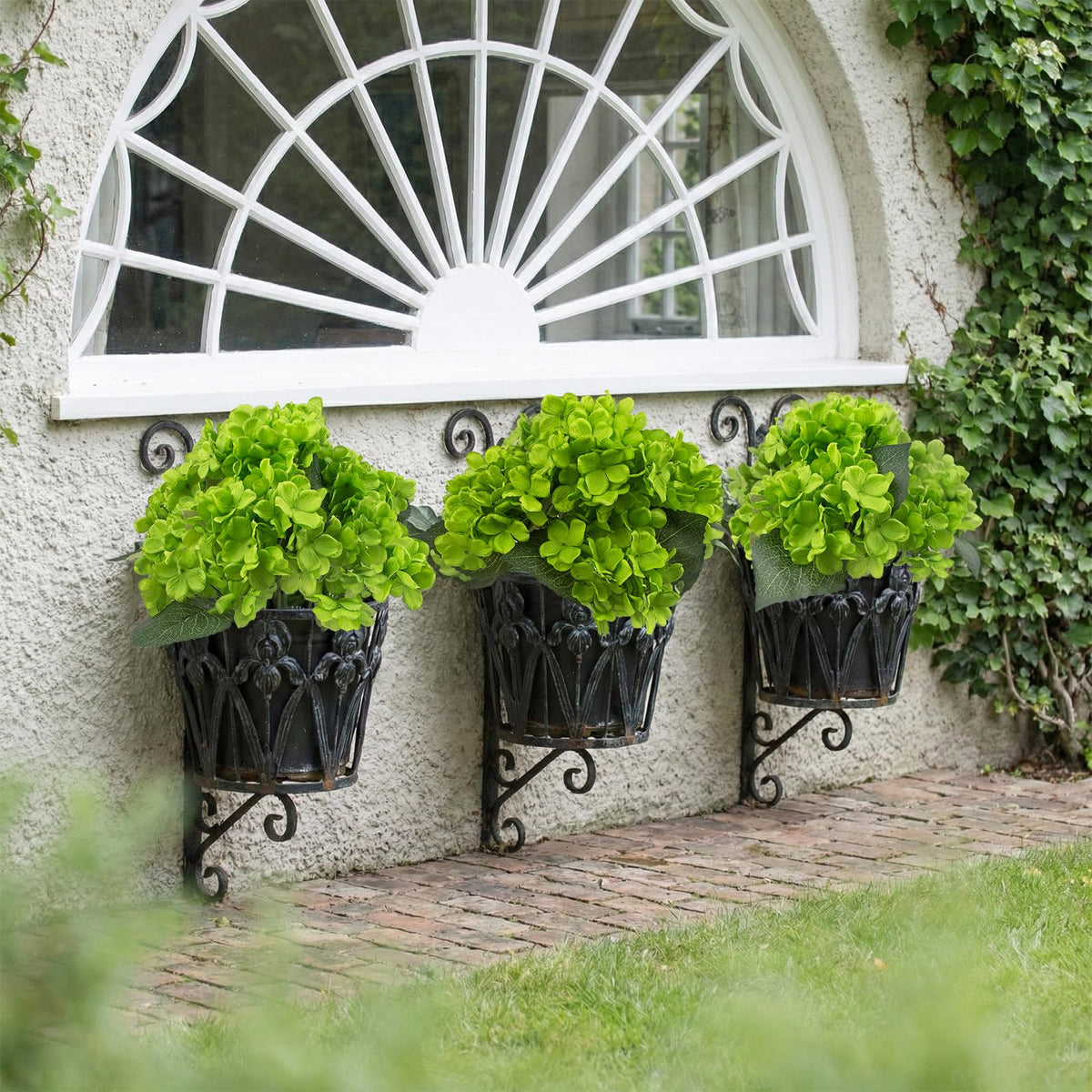 Daynight hydrangea artificial flowers outdoor green 4pcs, photography prop