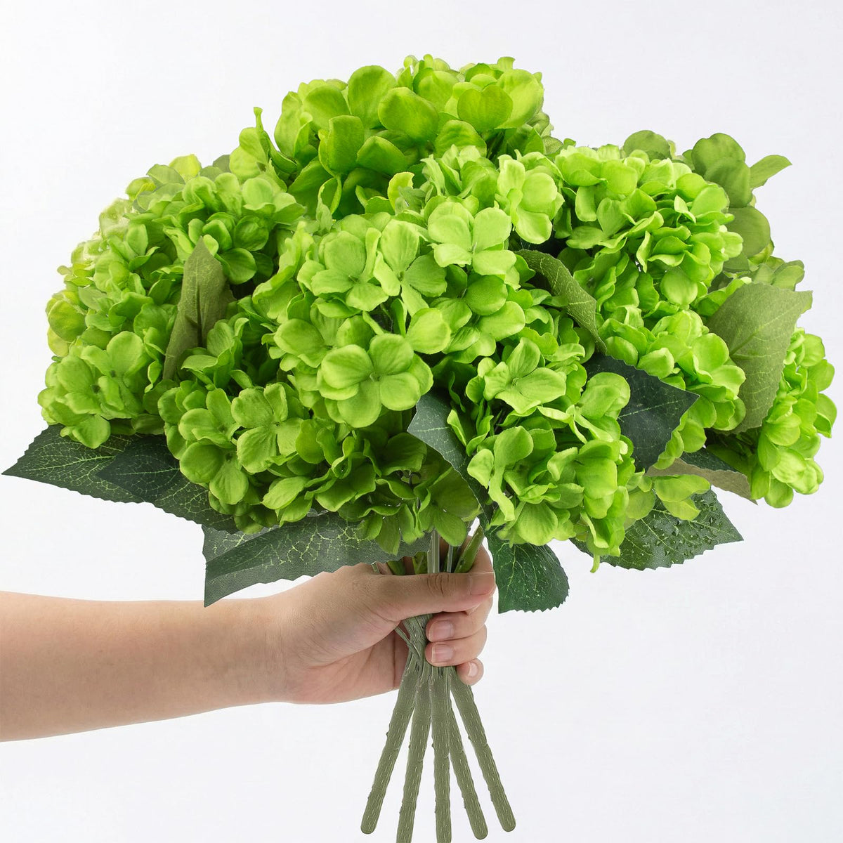Daynight hydrangea artificial flowers outdoor green 4pcs, front porch display