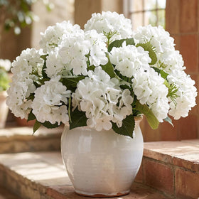 Daynight hydrangea outdoor flowers 4pc white silk blooms for garden centerpieces.