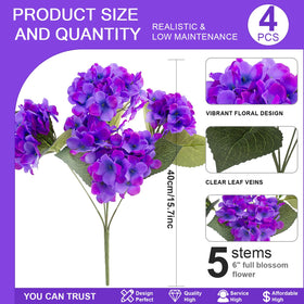 Daynight hydrangea outdoor silk bouquet in a transparent vase, easy maintenance.