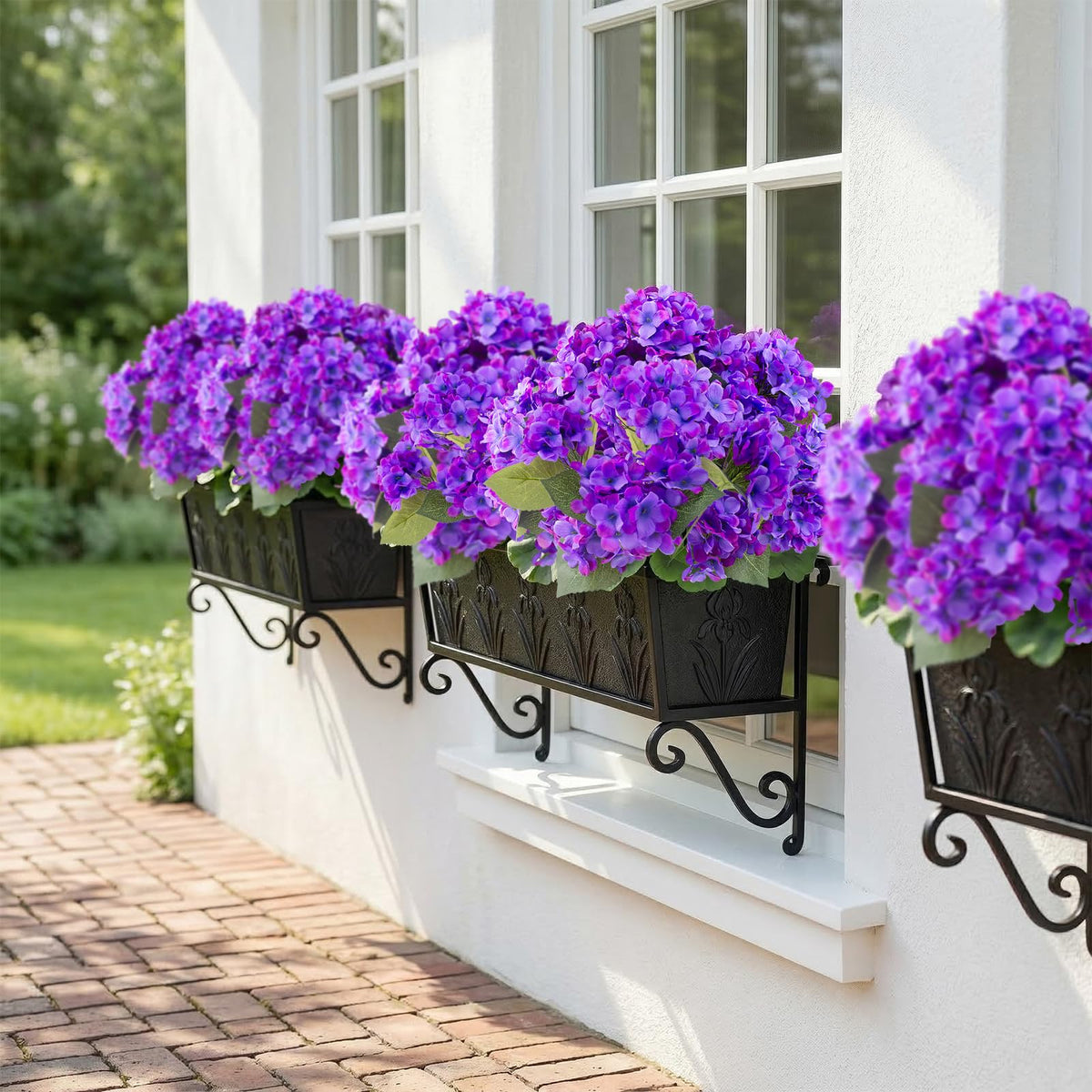 Daynight hydrangea outdoor silk bouquet for porch display, weather-friendly.