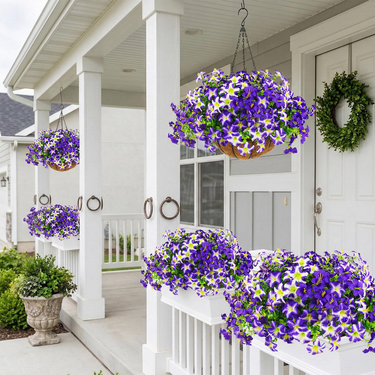 Daynight basket arrangement with stones boosts stability against wind in outdoor spaces.