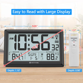 DAYTITOR clock with 105-inch LCD display for easy viewing from anywhere.