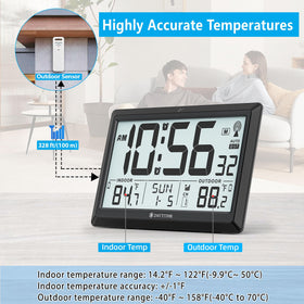 DAYTITOR clock uses 330ft wireless range to stay synced in larger spaces.