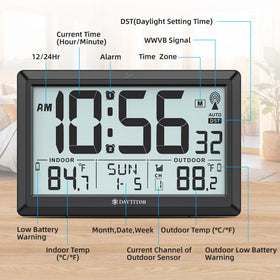 DAYTITOR clock is battery-powered for cordless placement.