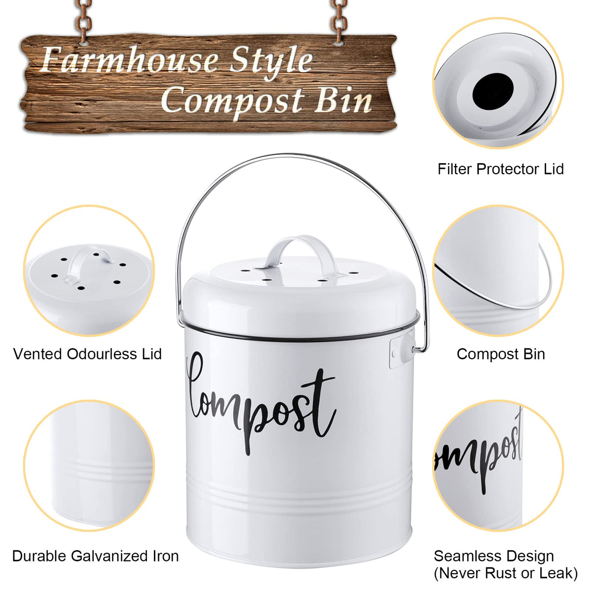DAYYET compost bin capacity demonstrates ample weekly collection for busy kitchens.