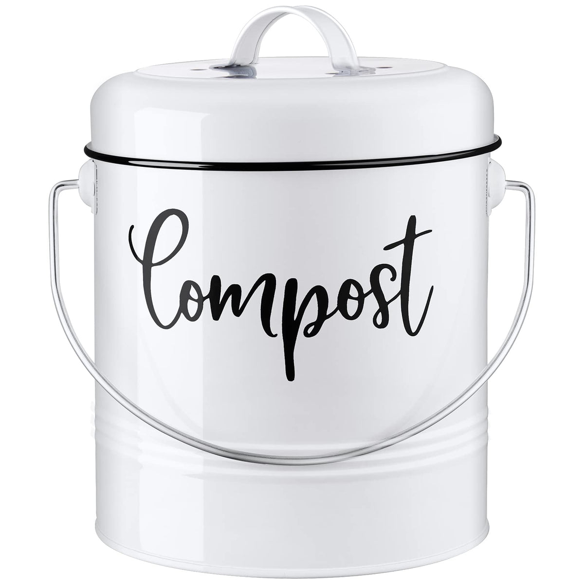 DAYYET compost bin lid showcases farmhouse style and odor containment for counter use.