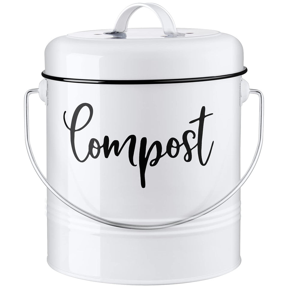 DAYYET compost bin lid showcases farmhouse style and odor containment for counter use.
