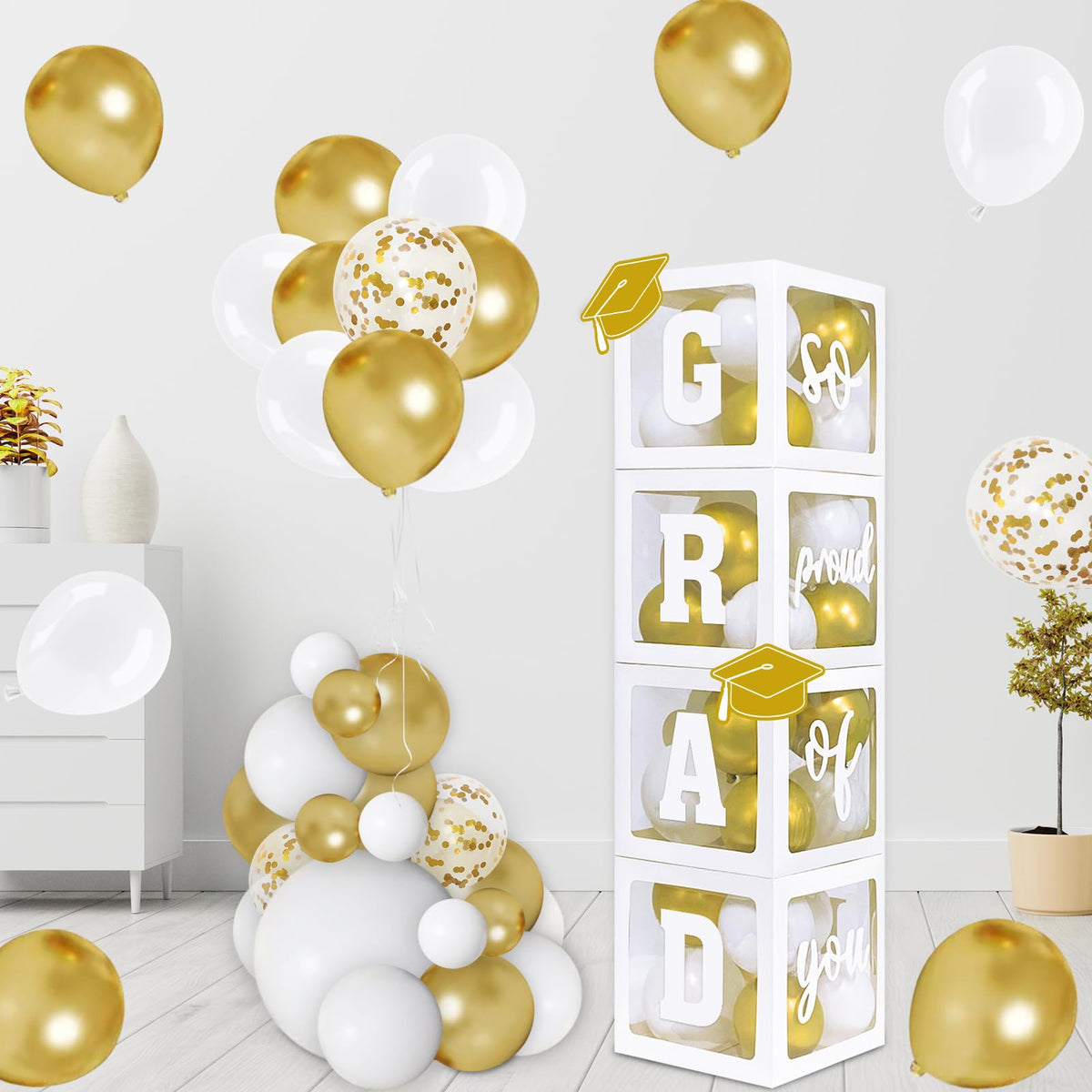DAZONGE 139-piece balloon kit brings color and festive flair to the graduation celebration.