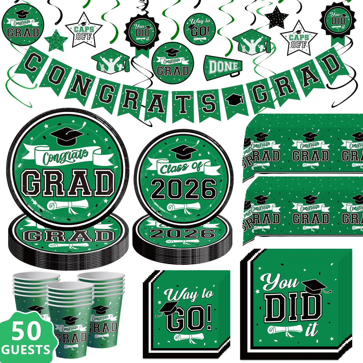 DAZONGE graduation plates 9 inch for easy serving at large celebrations