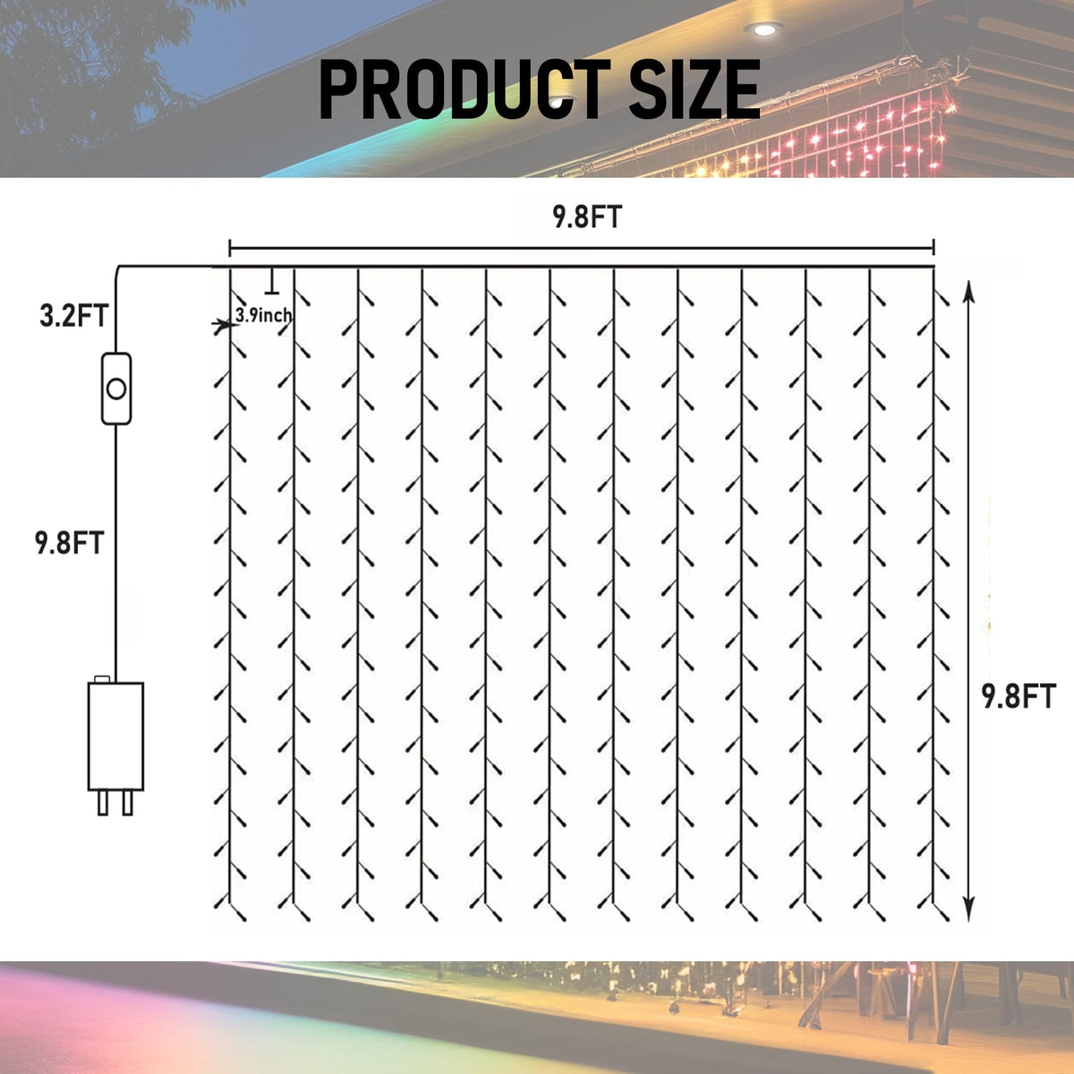 Dazzle Bright IP44 outdoor curtain lights withstand rain for outdoor decor.
