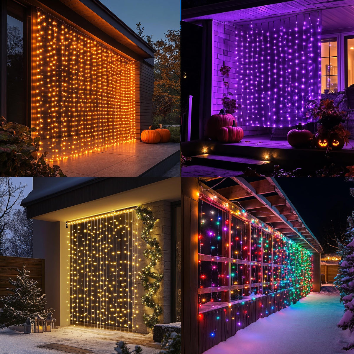 Dazzle Bright RGB curtain lights synchronize with music for parties.