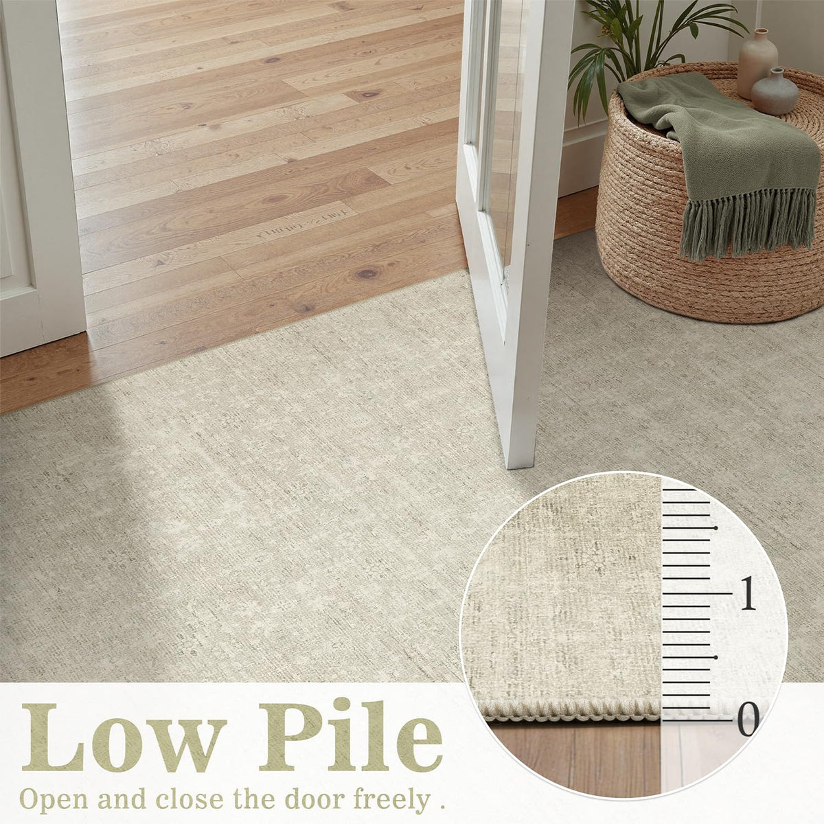 Neutral floral texture of DCX rug fits modern spaces.