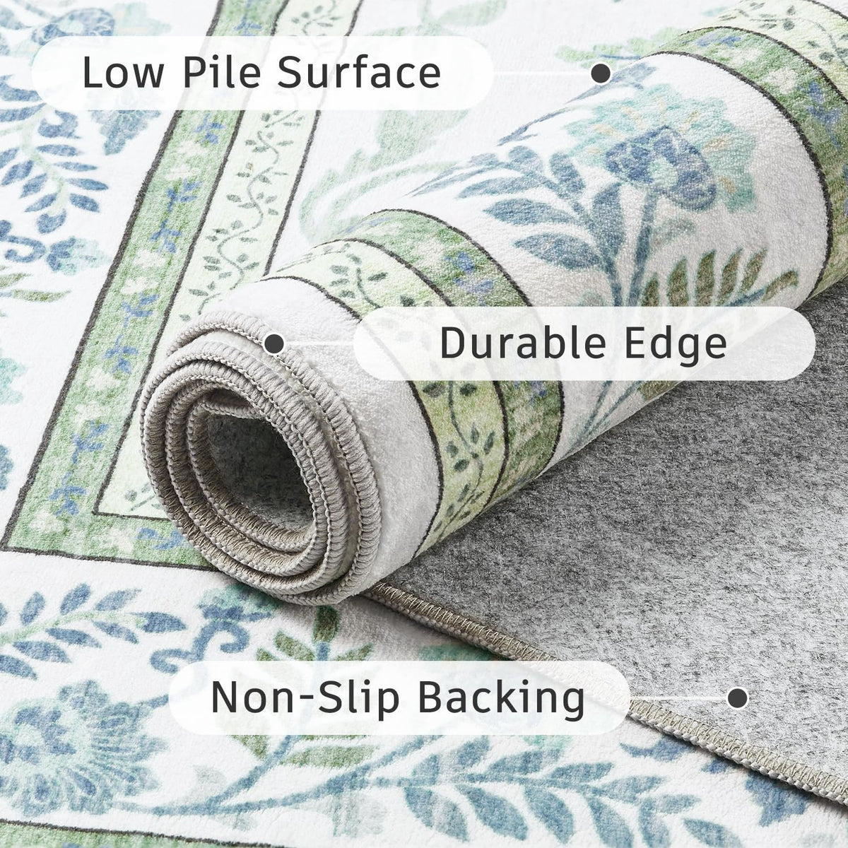 DCX Green 6x9 rug is kid-friendly, ideal for nurseries and play spaces.