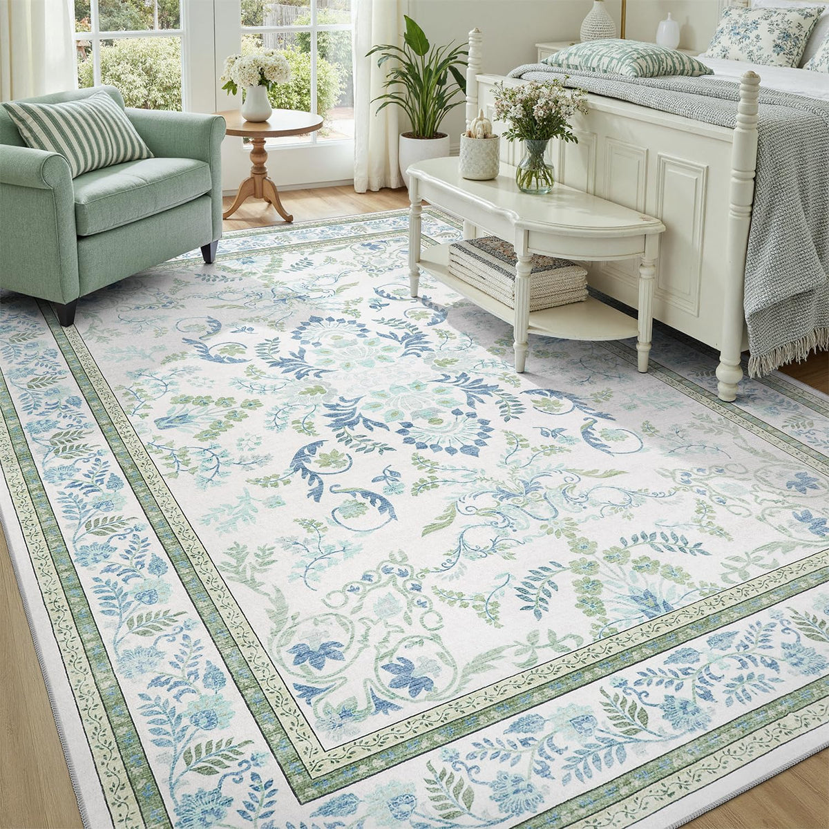 DCX Green 9x12 rug showing non-slip backing for secure placement on floors