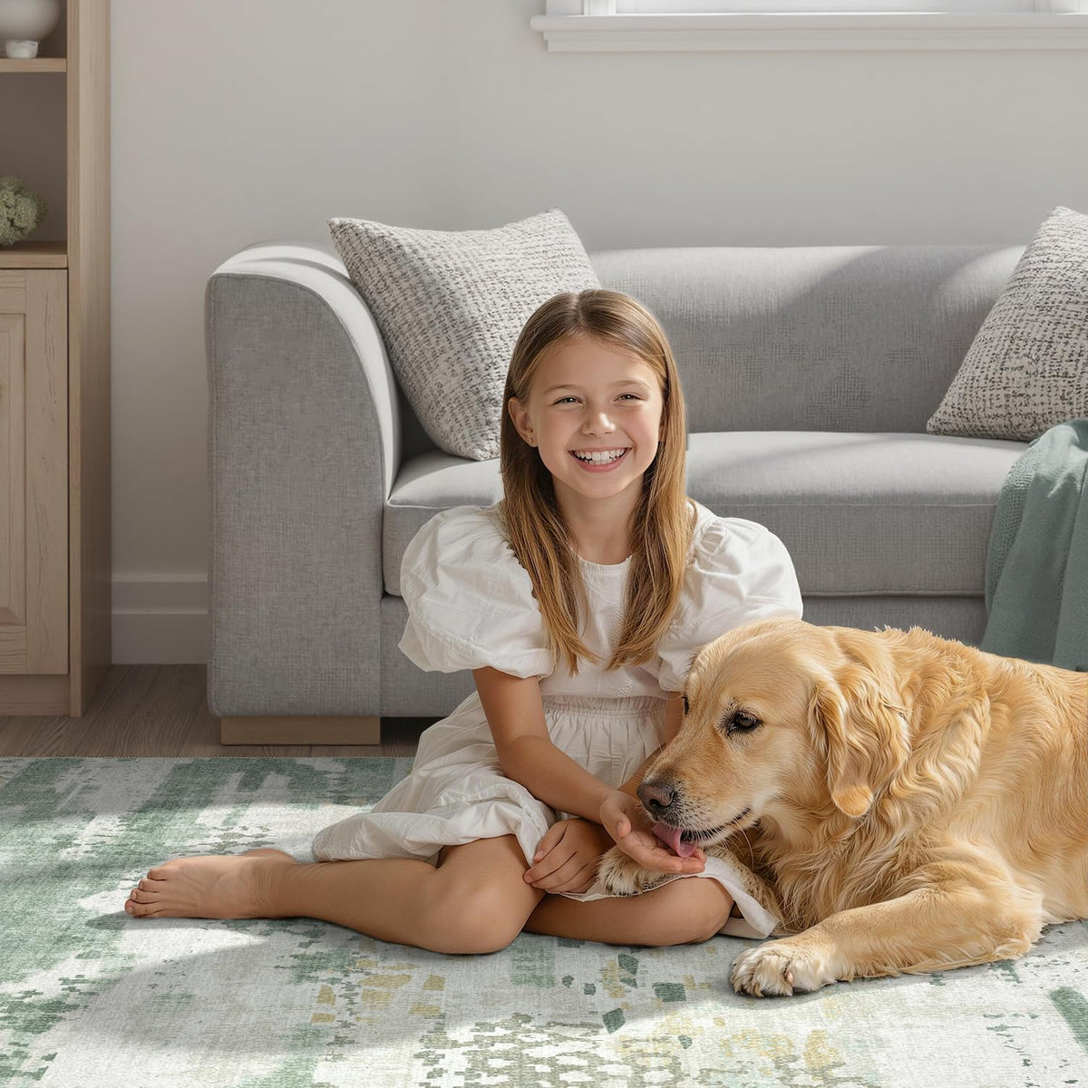 DCX soft low-pile rug offers barefoot comfort in living spaces.