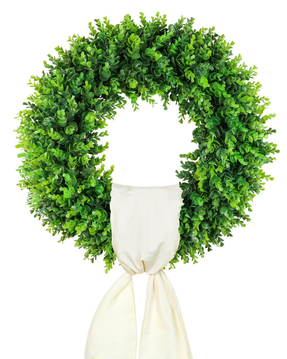 DDHS 20-inch boxwood wreath with folding design for easy storage and display
