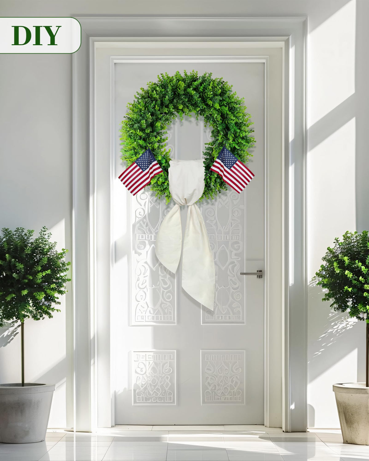 DDHS boxwood wreath durable for indoor and outdoor year-round use