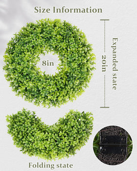 DDHS boxwood wreath showing a foldable frame for compact storage