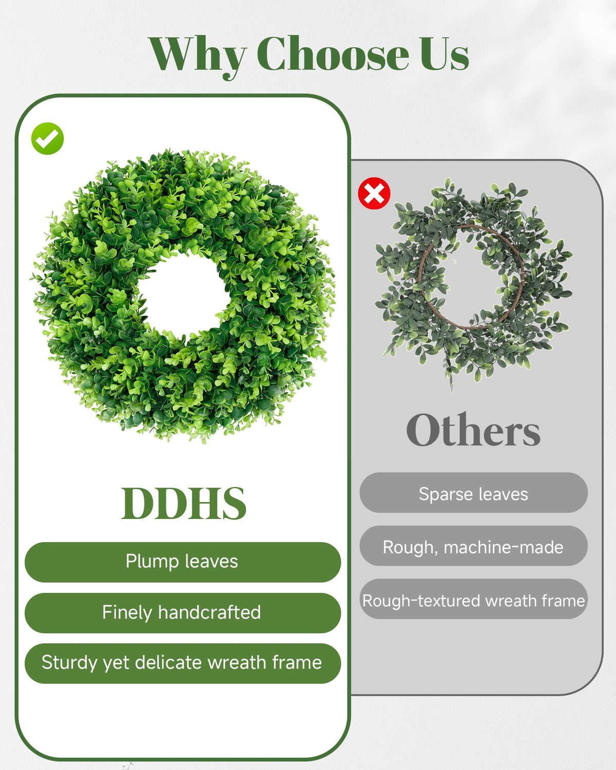 DDHS Boxwood Wreath indoor wall display adds subtle green charm