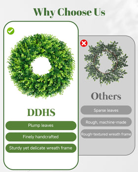 DDHS Boxwood Wreath indoor wall display adds subtle green charm