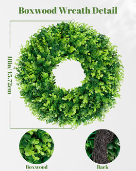 DDHS Boxwood Wreath close-up leaves highlighting handmade texture for authentic farmhouse charm