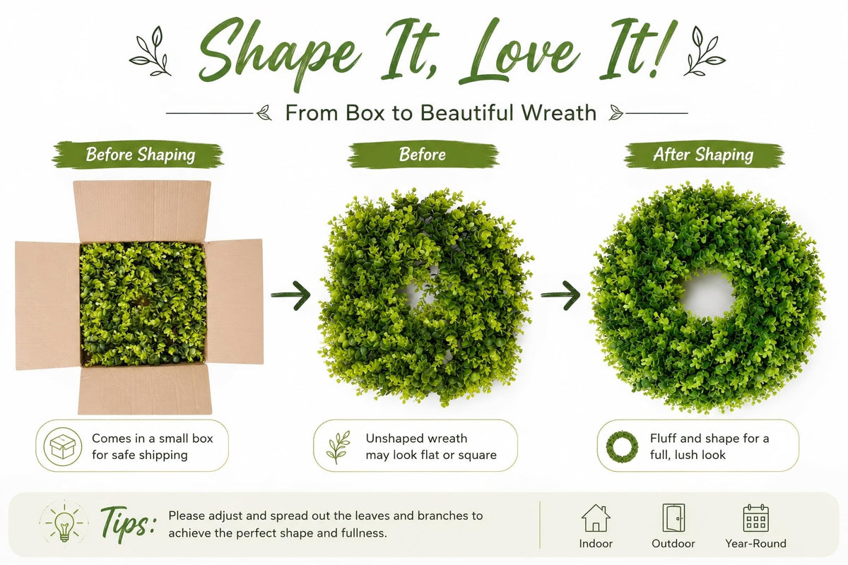 DDHS Boxwood Wreath outdoor-ready design suits porches and entryways year-round