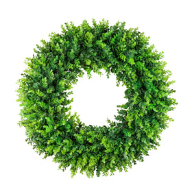 DDHS large boxwood wreath front door 24-inch adds curb appeal year-round.