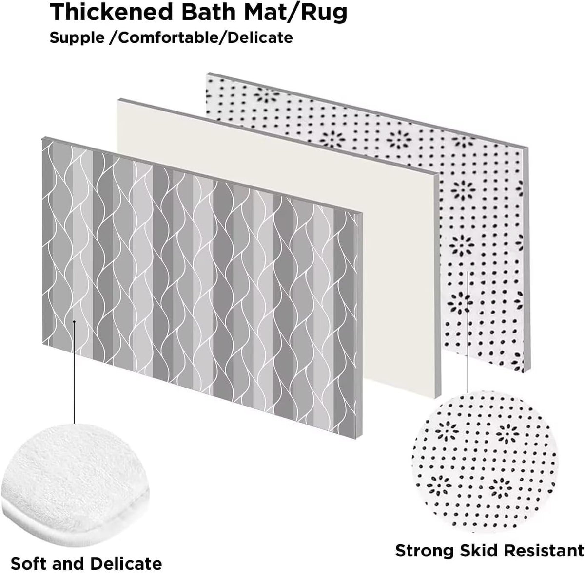 DDQQ bath mat 29.5x17.7 inches adds soft underfoot comfort and non-slip stability