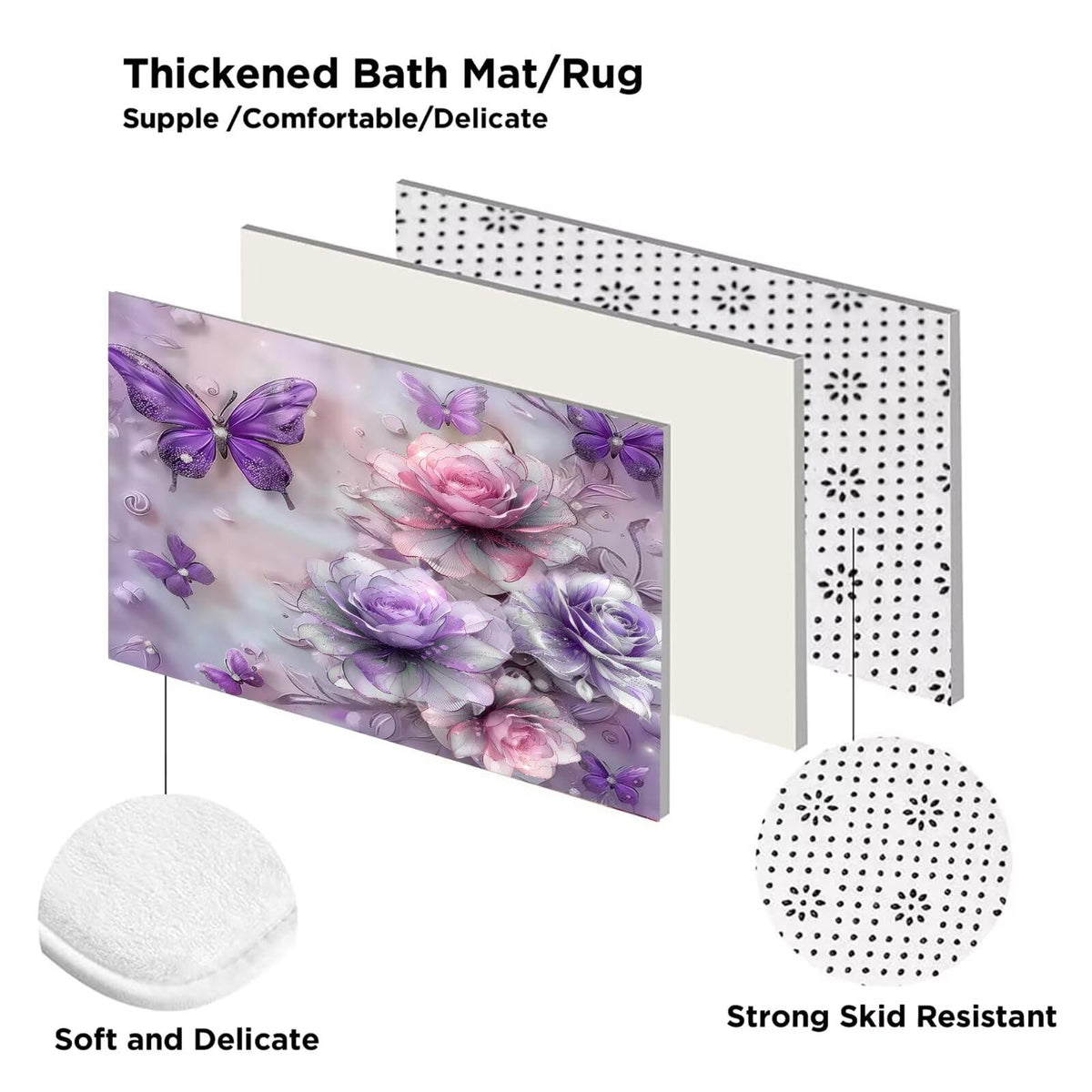 DDQQ coral velvet bath mat is soft, absorbent, and quick to dry.