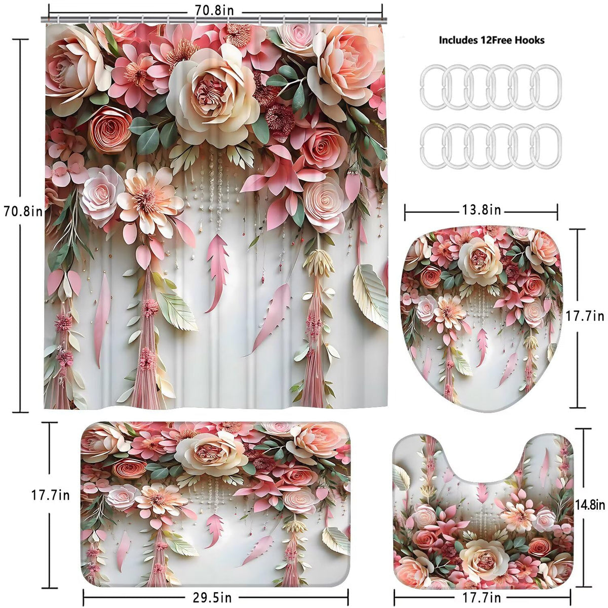 DDQQ packaging presents the cohesive pink flower bath ensemble