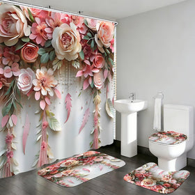 DDQQ pink flower shower curtain with 3D pattern brightens bathrooms and enhances decor