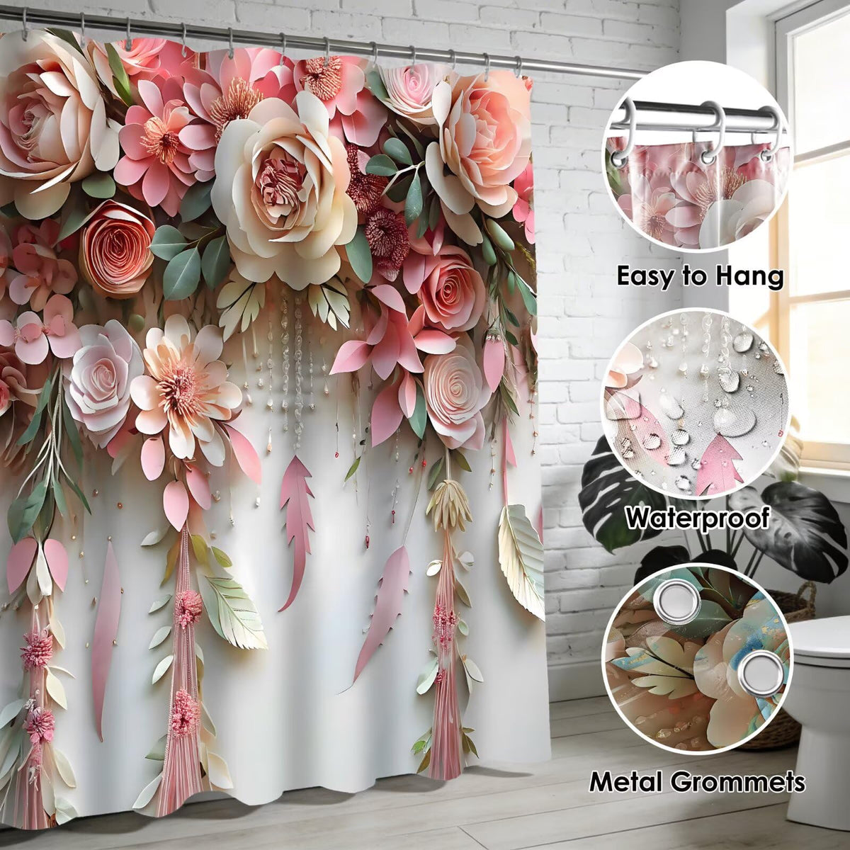 DDQQ pink flower toilet lid cover coordinates the look and protects the lid