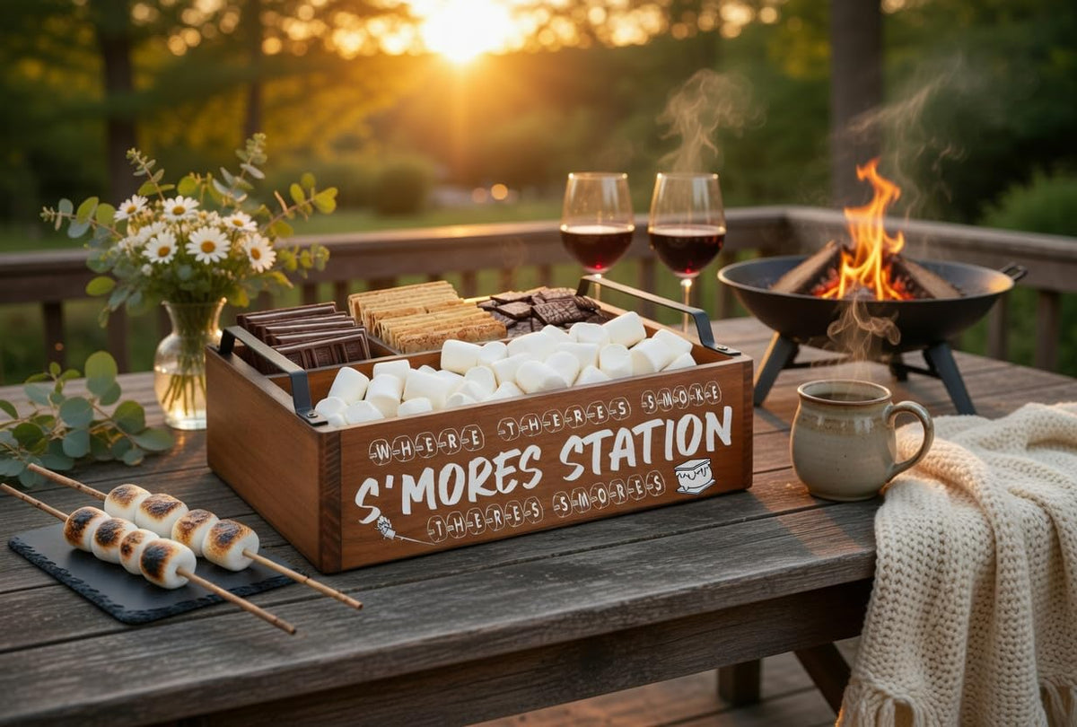 DEALZOOM Smores Station durable wood construction for outdoor use.