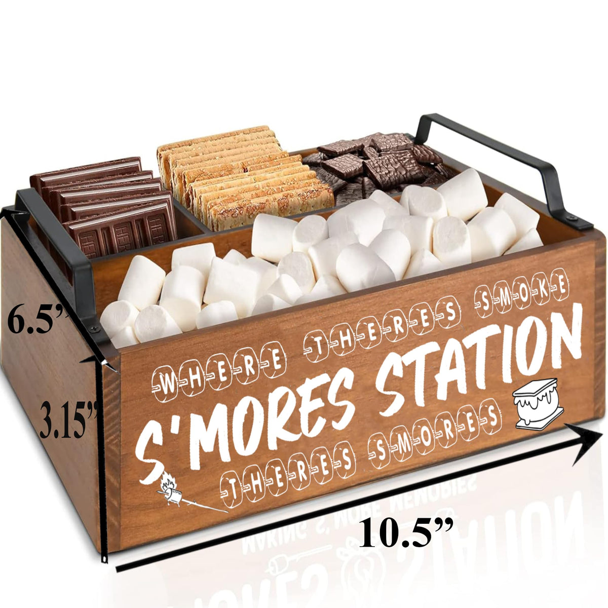 DEALZOOM Smores Station fixed compartments keep crackers, marshmallows, and chocolate neatly separated.