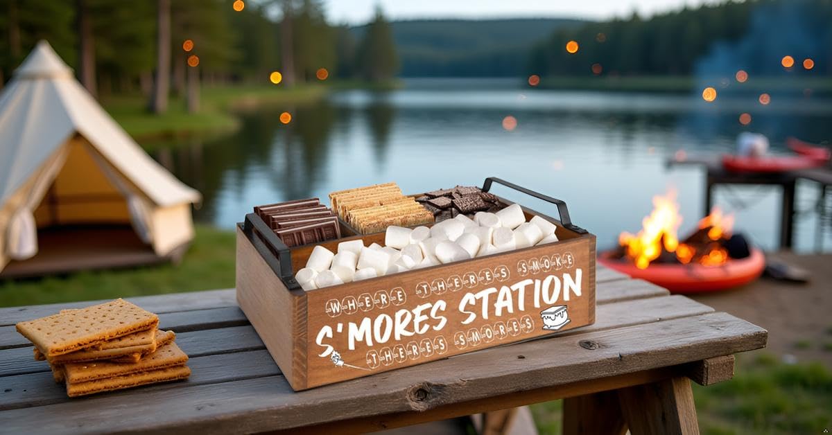 DEALZOOM Smores Station snack bar for picnics and parties.