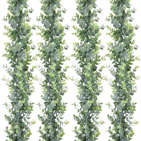 DearHouse eucalyptus garland closeup leaves, highlighting realistic texture for natural greenery.