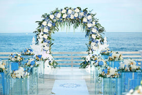 DearHouse silk peony garland 6ft purple and white enhances arches and stairways