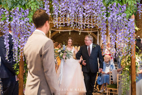 DearHouse silk wisteria flowers arranged as a table centerpiece