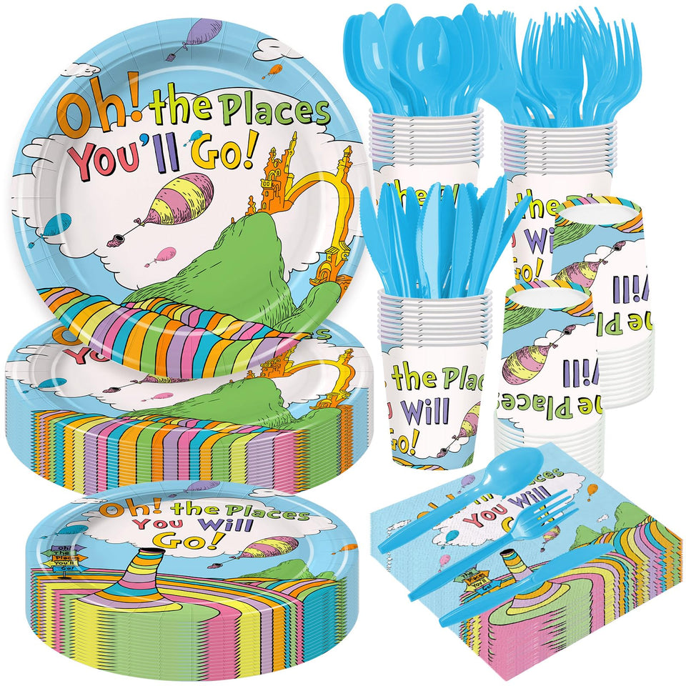 DEAYISTY Oh the Places You'll Go dinner plates brighten kindergarten celebrations
