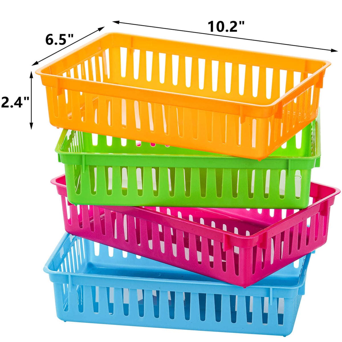 DEAYOU bright color storage trays help organize crayons and pencils on desks.