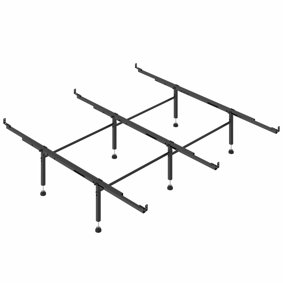 Debercu bed frame support with three cross rails for center stability.
