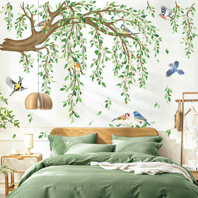 decalmile large hanging vine tree branch wall sticker adds lush focal point for living room ambience