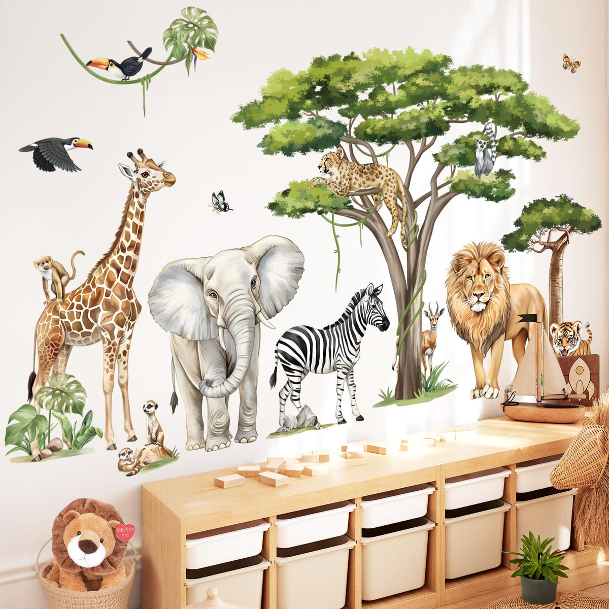 decalmile safari giraffe wall sticker brightens kids' room and sparks imagination
