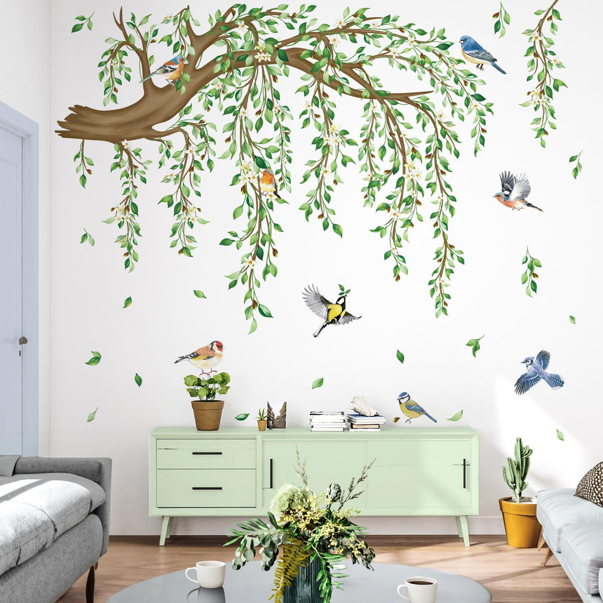 decalmile living room background wall decor creates depth behind furniture and media center