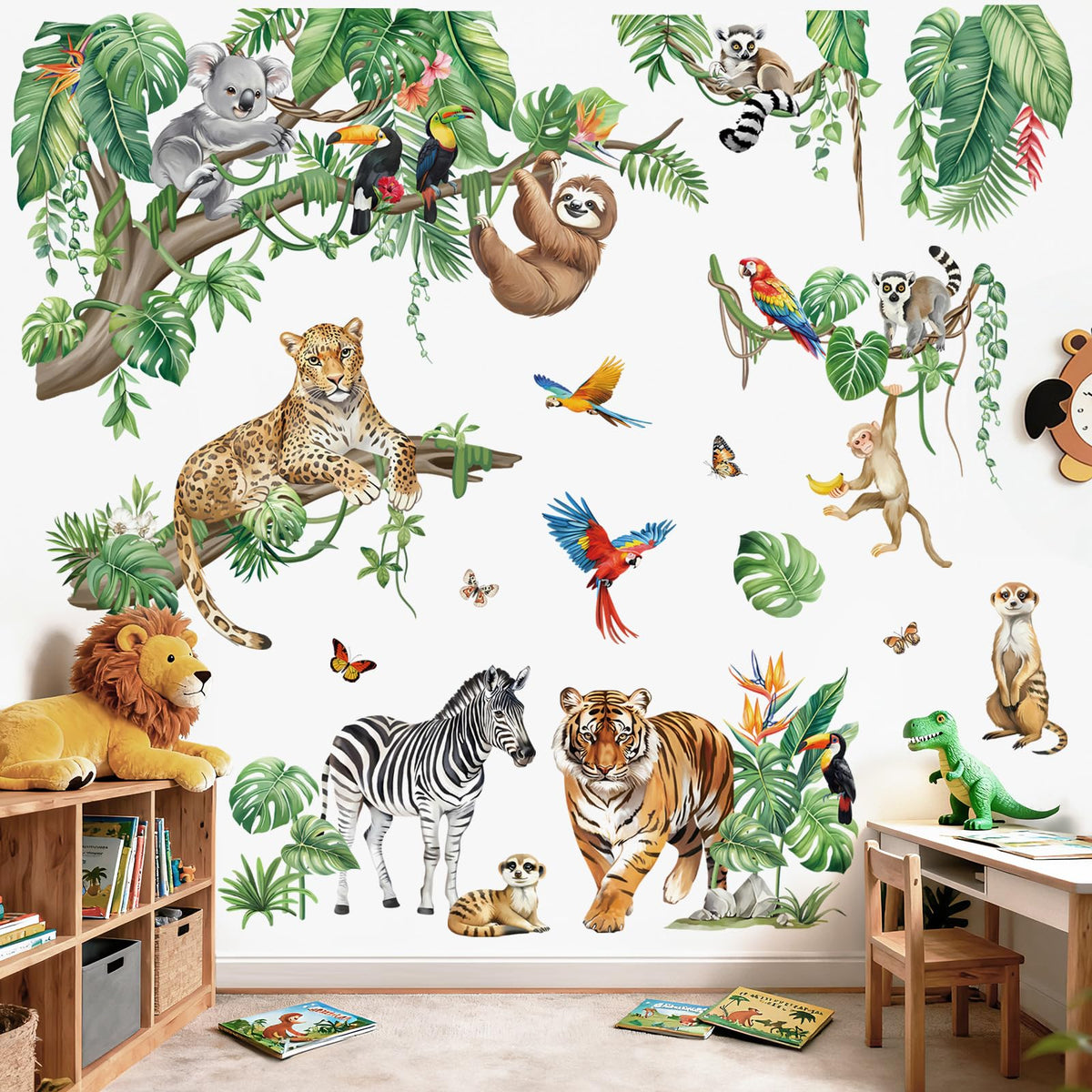DecalMile XXL safari elephant wall sticker brings energetic safari vibe to playroom.