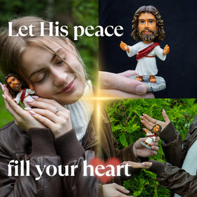 DECCED Jesus Bobblehead easy-install with adhesive pad for quick setup.