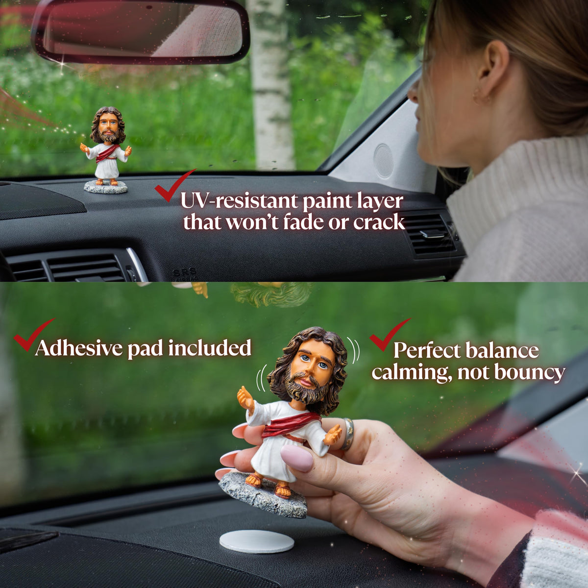 DECCED Jesus Bobblehead hand-painted detail for authentic religious display.